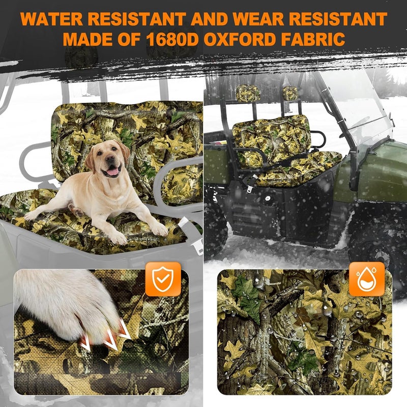 BORDAN UTV Waterproof Seat Cover for 2002-2008 Polaris Ranger 500 700 800(Front Seat Only), Heavy Duty 1680D Split Bench Seats Cover for UTV Full Protection Outdoor Camo(4 PCS) - Image 2
